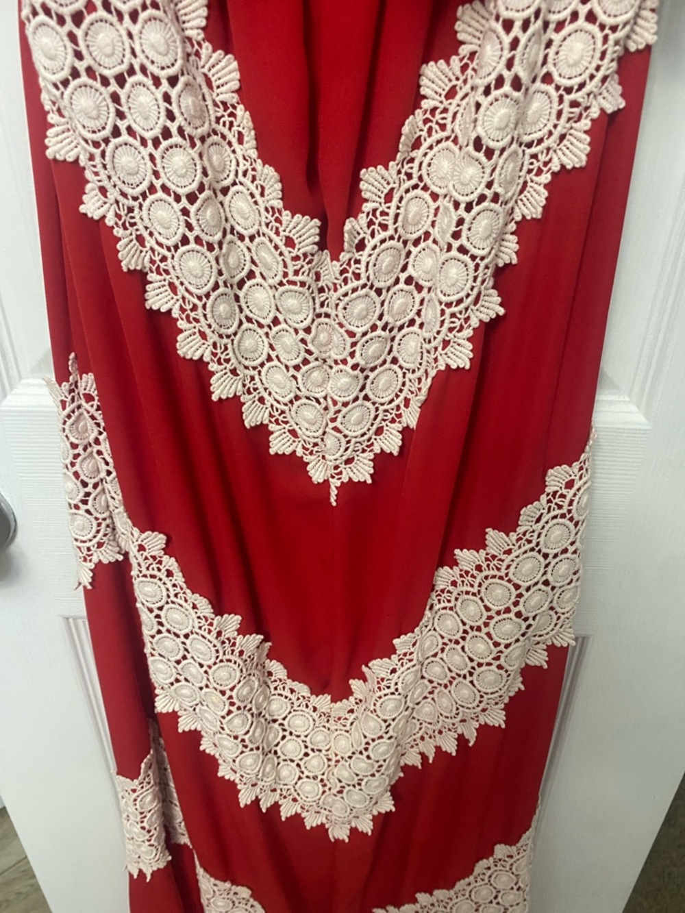 Judith March Bright Red Elastic Waist Off-Shoulder Top-Strapless Dress - Picture 4 of 10